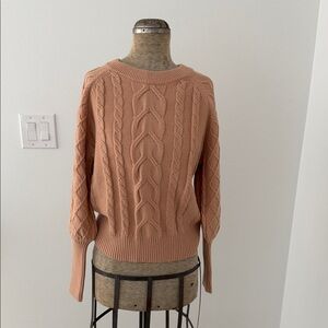 Premise- Women’s Light Peach Cable Knit Crewneck Sweater - Size Small